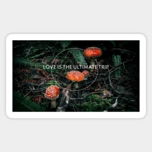 Love is the ultimate trip Amanita Muscaria Mushroom Geometric Sticker